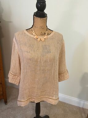 J. Jill Peach Linen-Blend Peasant Tunic